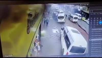 Underground blast destroys street in downtown Johannesburg, July 18, 2023