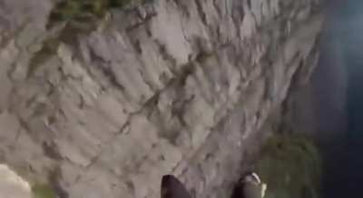 HMFT after He jumps off the mountain and his parachute fails to deploy (I think you can hear bone crushing sounds upon impact)