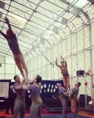 Acrobatic team amazing skill and balance