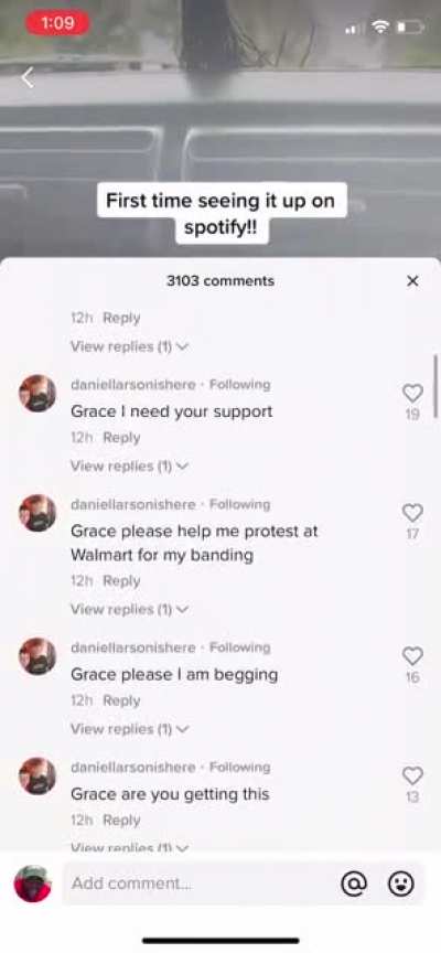 Daniel down bad on Grace&rsquo;s latest post