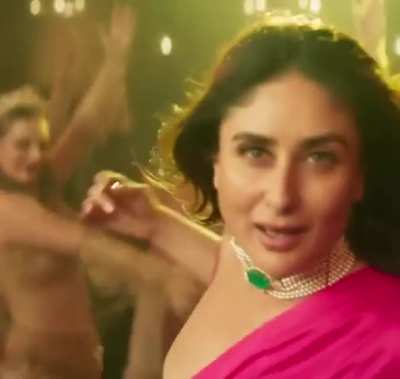 Kareena Kapoor dancing in a pink saree