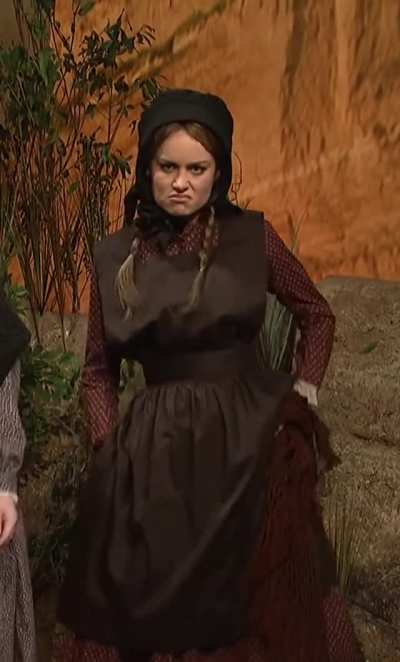 Brie getting down, 19th century style