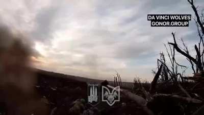 The battle for the last road to Bakhmut. The video was filmed by Ukrainian soldiers of the 1st separate mechanised battalion "Da Vinci Wolves". 11.04.2023.