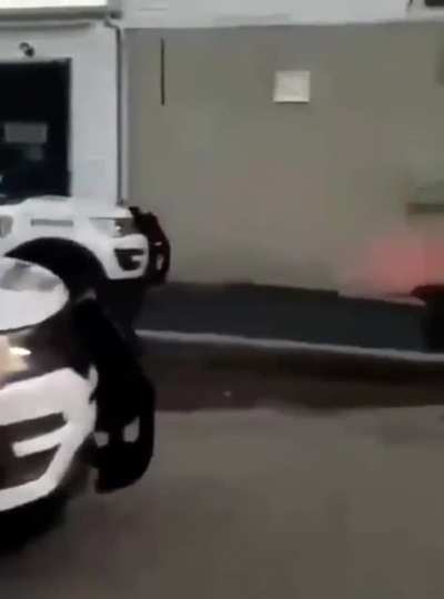 Police in Rhode Island crash their car into a moped putting a man in critical condition
