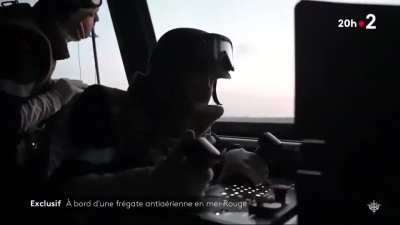 The FS Alsace (D656), a FREMM-Class Multipurpose Frigate with the French Navy, uses Aster Surface-to-Air Missiles and the ship&rsquo;s 76mm gun to intercept several Houthi one-way suicide drones.