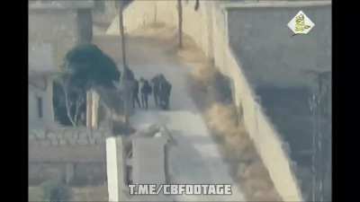 A group of Syrian soldiers get blown up by a Tow missile launched by an FSA member (Unknown Date)