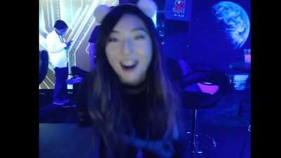 Janet showing off her black dress