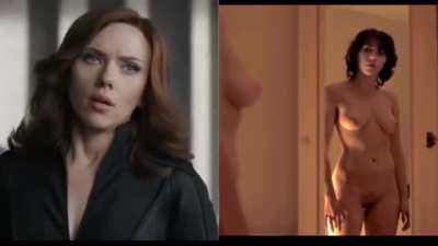 I don't know if I prefer scarlett johansson with or without bw suit