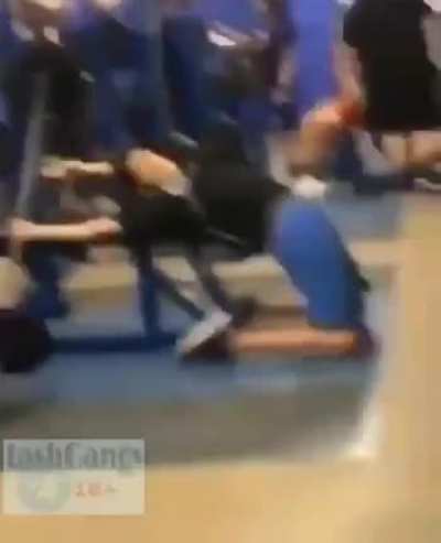 Playing with gym equipment
