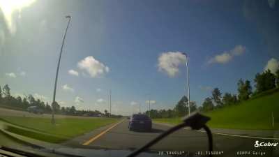 On my way home from a job interview poor lady got ran off the road (everyone was okay car had minor damage the lady has this footage)