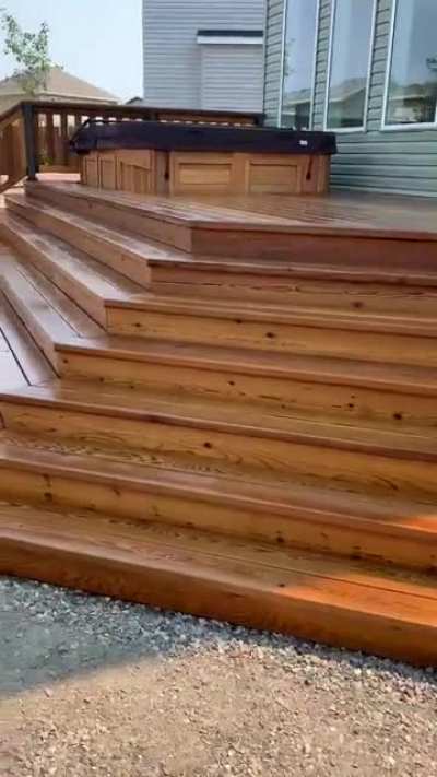 Short video of our DIY deck taken after a second application of oil this morning. Don&rsquo;t judge me but is it possible to be in love with a deck? 🥰