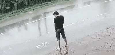 Pissing Into This Puddle With Cars Driving