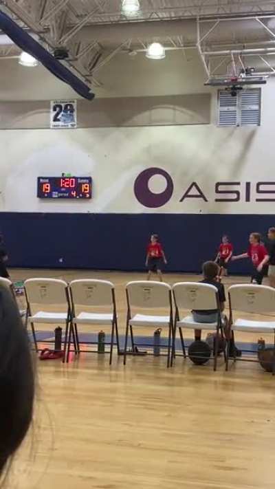 With a little over a minute left, my son hit this shot that ultimately won&rsquo;t the game. Proud dad presents: perfectly cut mom scream!!!