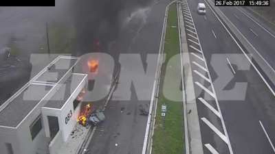 Porsche crashes at Honda Civic.