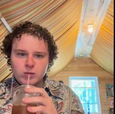 Me eating bacon and cheese burger sliders, fries, and drinking a sweet tea while &ldquo;Ding Dang&rdquo; plays.