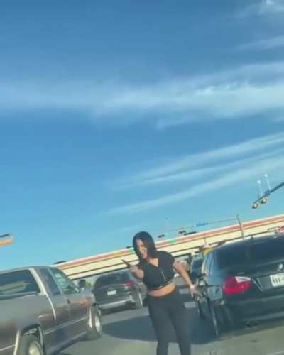 Close call for a road rager armed with a knife