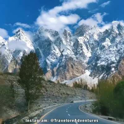 It&rsquo;s like driving into a painting on the Karakoram Highway in Upper Hunza, Pakistan with the Passu Cones in front of you.