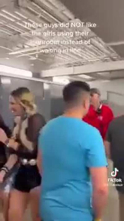 Girls get into guys&rsquo; washroom to skip line