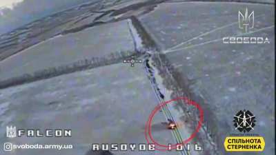 The Ukrainian National Guard Svoboda Battalion attacks Russian KAMAZ supply trucks with FPV quads.