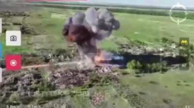 UA Kamikaze Drone Destroys A Russian Tank.