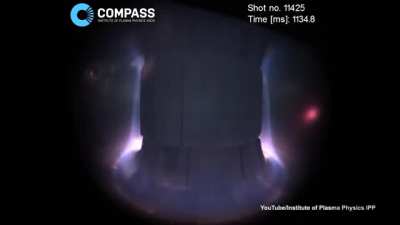This is a video of real plasma inside a fusion reactor. Its temperature is 150,000,000&deg;C (270,000,032 ℉)