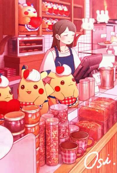 valentines pikachu bakery by @oshiruko_s2