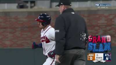 Braves OF Adam Duvall hits a grand slam in Game 5 of the World Series, giving the Braves an early 4&ndash;0 lead