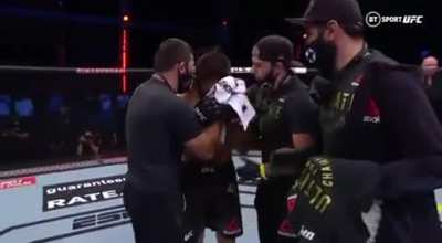 Justin gaethje runs up to Khabib crying about the loss of his father and says &ldquo; I&rsquo;m sorry for your loss, but you just made your father really proud&rdquo; and hugs him.