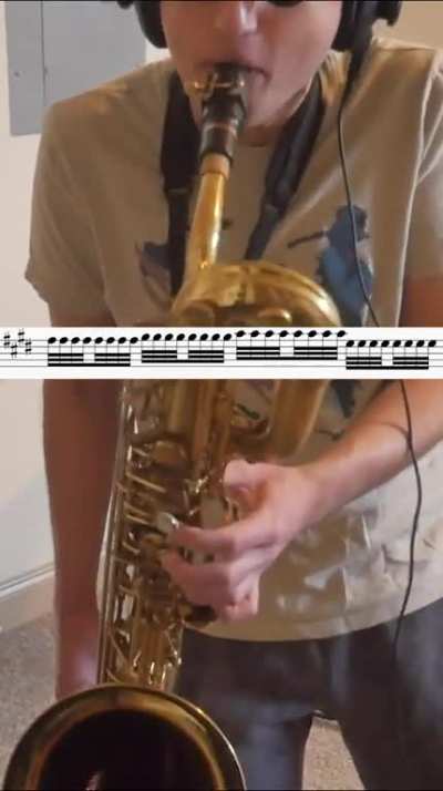 Me playing &ldquo;The Devil In I&rdquo; riff on Baritone Saxophone