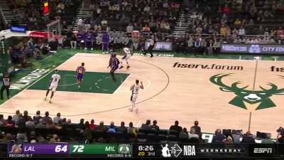 [Highlight] Jrue hustles to recover the ball and gives it to Giannis who gets called for a travel in transition