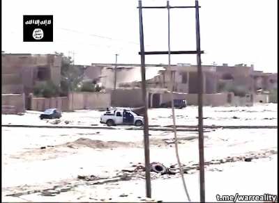 Islamic State of Iraq blow up Iraqi police pickup truck with IED, Iraq, city of Samarra
