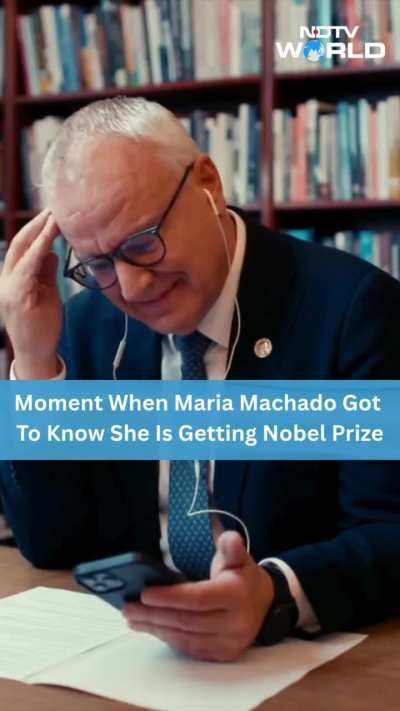 Watch | "Oh my god&hellip; I have no words":  Venezuela's Maria Corina Machado, the moment she got to know that she has been awarded the #NobelPeacePrize