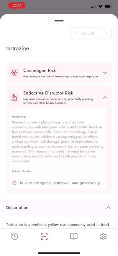 App links product ingredients to PubMed research to identify health risks