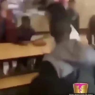 Quiet kid provoked and nearly knocked the mullet off bully's head.