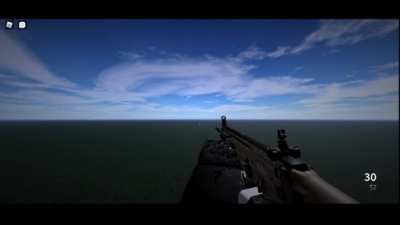 I'm making an FPS game and here's a gun showcase (i animated it with roblox animator) also i started creating the game since 1 month ago