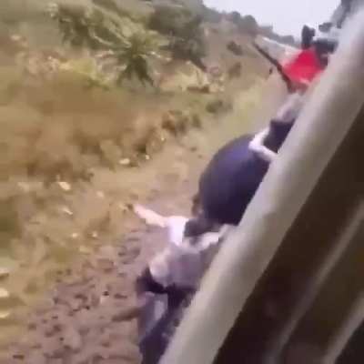 Attempt to jump off train results in swinging under it and&hellip;