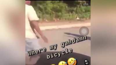 Unk trippin over his bike 🚲😭