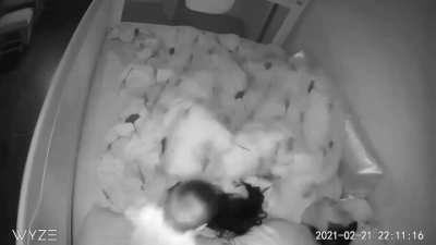 Dad gets a good sleep, mom not so much
