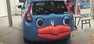 This Honda fit with animatronic eyes and lips mounted on the back