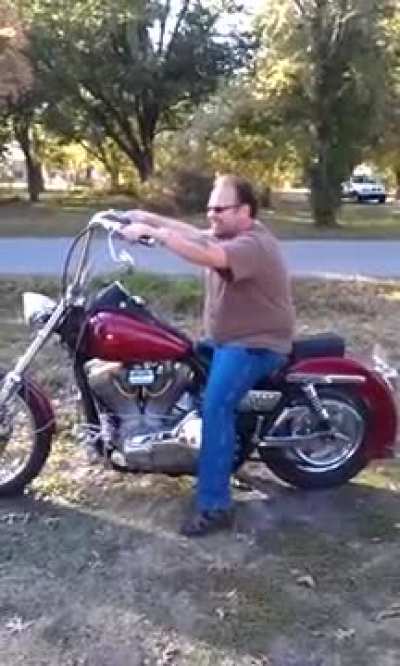 first ride on a Harley goes wrong
