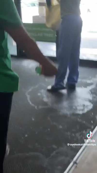 Woman gets caught shoplifting and gets angry when confronted resulting in her throwing stuff at an Atlanta GA Dollar Tree.