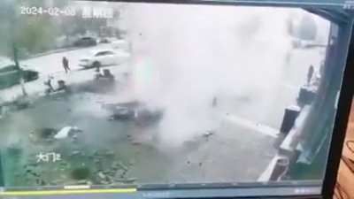 Boy throws firecrackers into the sewer
