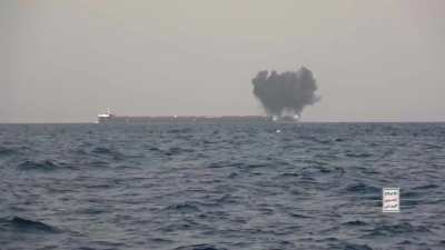 Footage of two Houthi kamikaze boats hitting the Greek-owned carrier "Tutor", it's now confirmed to have sunken