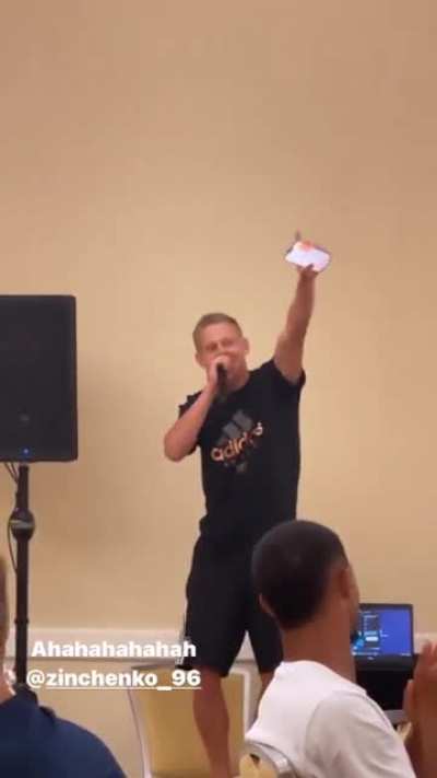 Zinchenko&rsquo;s initiation song via Jesus and Pepe&rsquo;s IG stories. What a happy guy