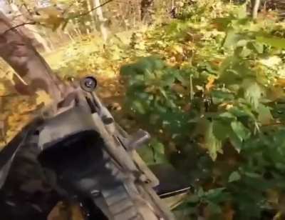Ukrainian machine gunner of the SOF unit "Bat" supressed enemy positions during a combat mission in the Kursk border region. Published 05.11.2025