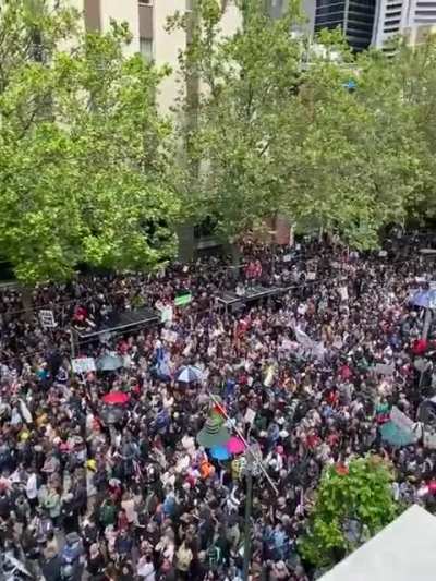 Today, thousands and thousands of Australian antivaxxers tightly pack together to protest government pandemic platform.