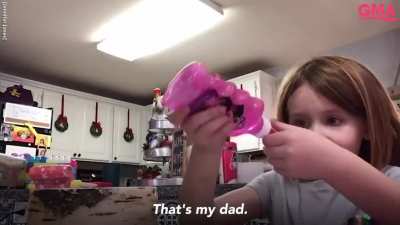Dad hysterically dances as daughter does arts and crafts for virtual school