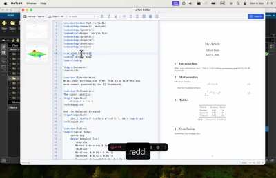 A LaTeX editor inside a MATLAB figure
