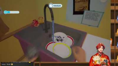 Ollie calls Roberu "BEST MOM" during his Mother Simulator stream. He immediately knocked over the baby bottle onto the ground and calls himself a bad mom. "I'M BAD MOM!"