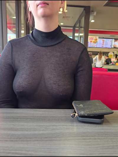 went about her day with a see through top